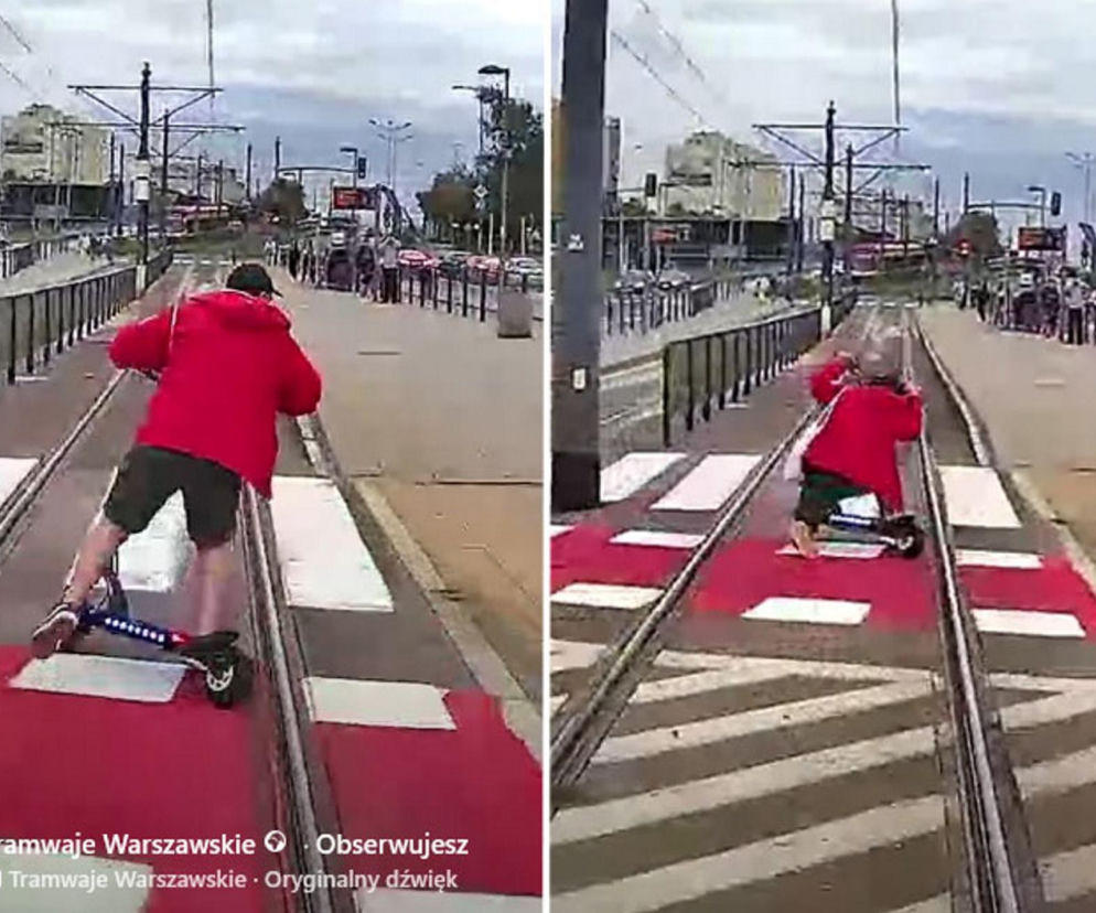Chłopiec na hulajnodze wjechał pod tramwaj. Motorniczy w porę nacisnął hamulec