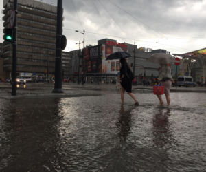 Krajobraz centrum Łodzi po burzy