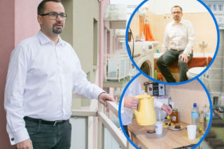 W takich warunkach mieszkał Marcin Horała. Jednorazowe kubeczki i malutka kuchnia