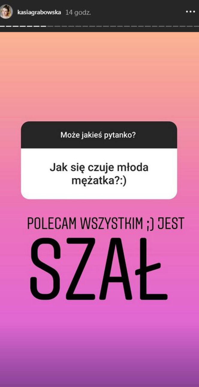 Katarzyna Grabowska na Instagramie o ślubie