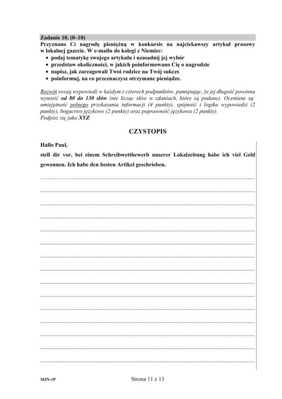 ARKUSZE CKE - Matura j.niemiecki- poziom podstawowy 2019 - co było na maturze z niemieckiego?