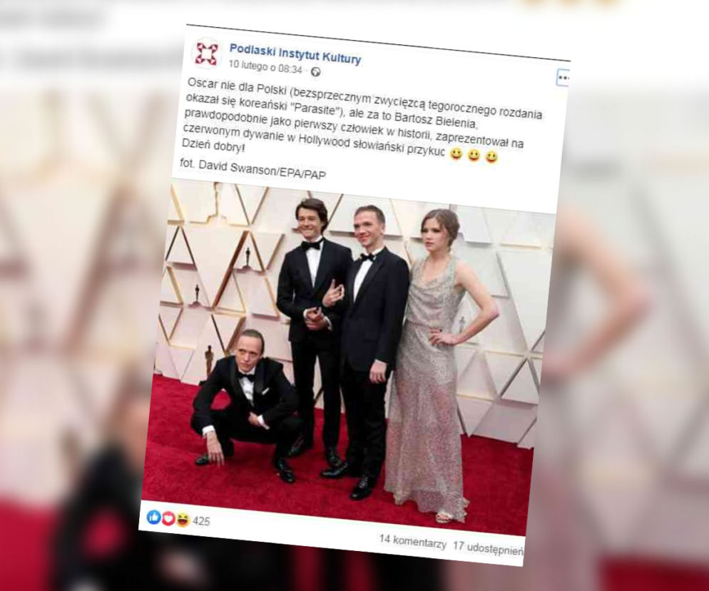 Słowiański przykuc Bartosza Bieleni na gali Oscarów 2020