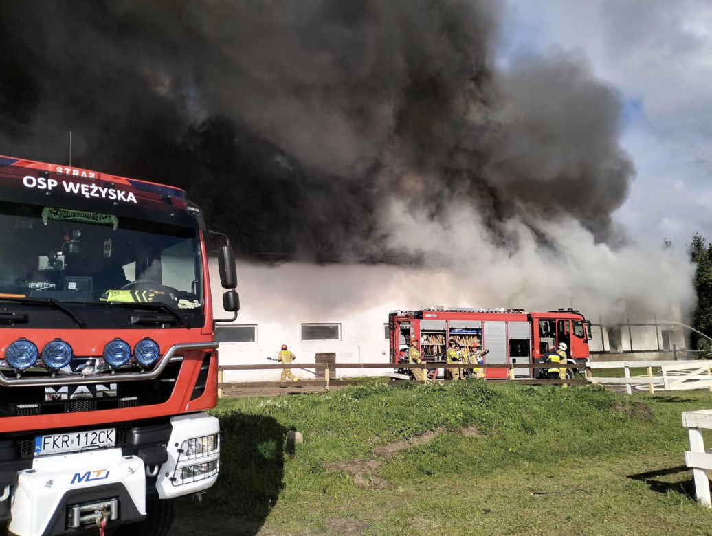 Pożar stadniny koni w Bronkowie pod Krosnem Odrzańskim 