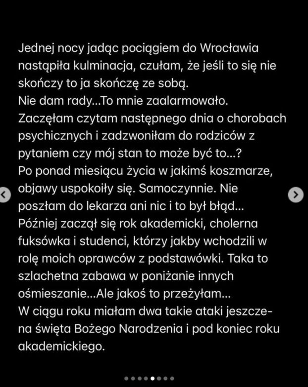 Iga Krefft na Instagramie o chorobie, załamaniu psychicznym i terapii - slajd 4