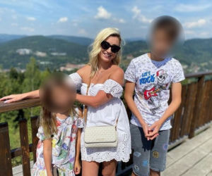 Justyna Żyła z dziećmi