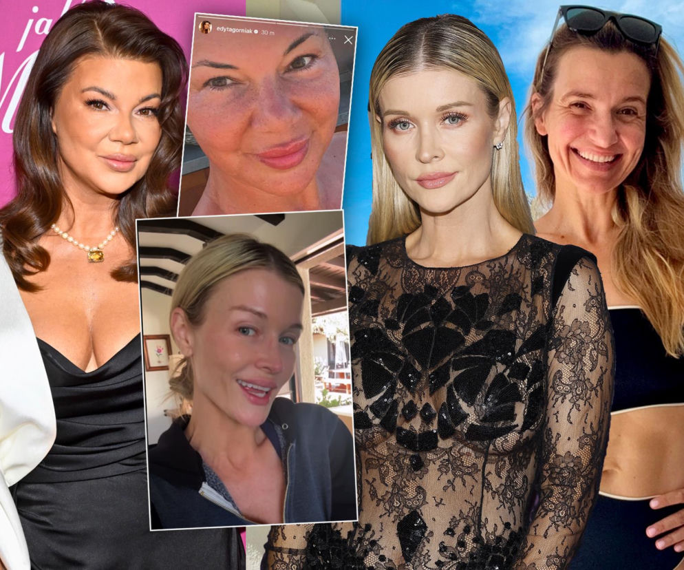 Edyta Górniak i Joanna Krupa w pełnym makijażu oraz ich naturalne zdjęcia. O wyglądzie gwiazd bez retuszu dowiesz się z SE.