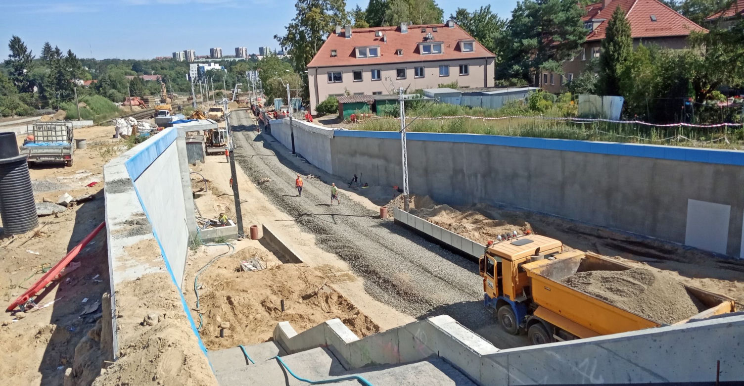Budowa węzła Łękno - siearpień 2020