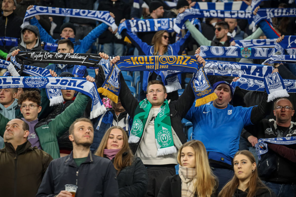 Kibice na meczu Lech Poznań - Warta Poznań