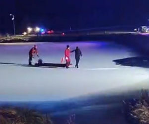 Dożywotni zakaz jazdy, alkohol i pościg. Finał na pękającym lodzie