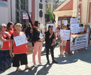 PROTEST PRACOWNIC ŻŁOBKÓW PRZED URZĘDEM MIASTA W POZNANIU