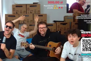 Tomasz Karolak, Adam Zdrójkowski i Mateusz Pawłowski na streamie Łatwoganga