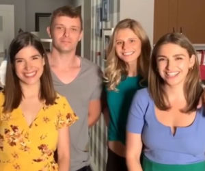 Barwy szczęścia po wakacjach 2020. Iwona (Izabela Zwierzyńska), Agata (Natalia Zambrzycka), Klara (Olga Jankowska), Hubert (Marek Molak)
