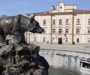 Przemyski Rynek ukwiecony na wiosnę