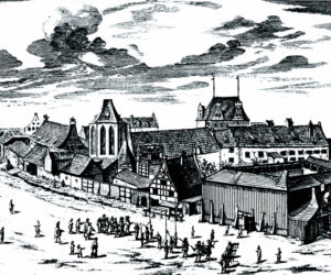 Szkoła Fechtunku ok. 1660 r. Rycina Petera Willera
