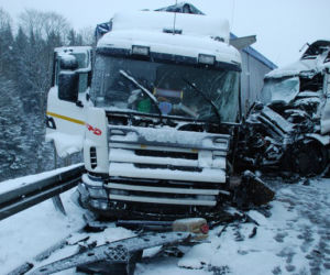 Zderzenie tirów w Komborni na Podkarpaciu