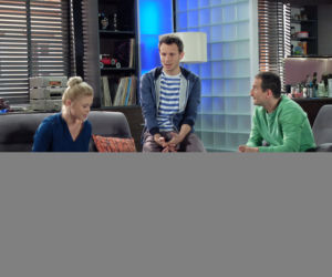 Pierwsza miłość. Jowita (Joanna Opozda), Radek (Mateusz Banasiuk), Kaśka (Misiek Koterski)