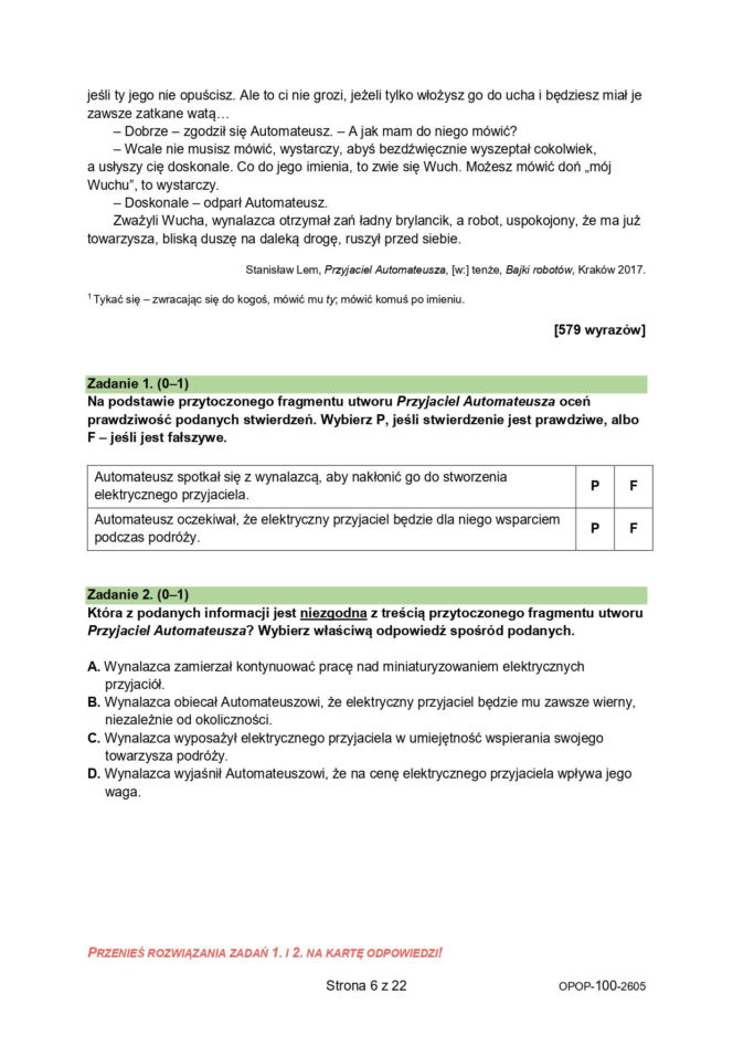 Egzamin ósmoklasisty z języka polskiego 2026 - Arkusze CKE