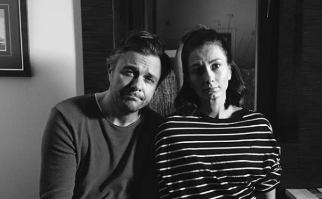 Anita Sokołowska i Marek Bukowski na planie serialu "Przyjaciółki"