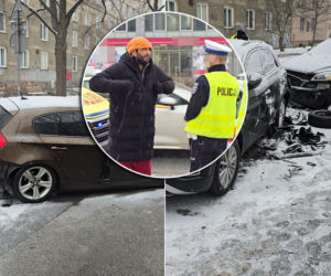 Znany aktor świadkiem kraksy w al. Niepodległości. BMW roztrzaskało zaparkowane auta