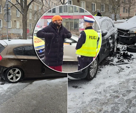 Groźny karambol w alei Niepodległości. Wszystko widział znany polski gwiazdor
