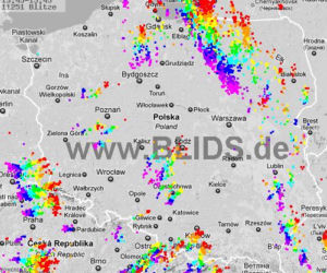 Burze w Polsce, 29.07.2012 - MAPA z godz. 13.45 - 15.45