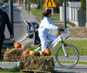 Dziecko Glinki usnęło na rowerze 
