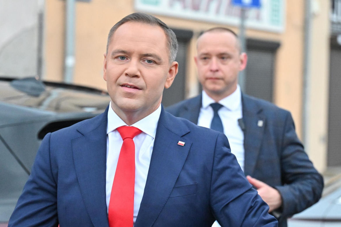 Karol Nawrocki na zorganizowanej przez telewizję Republika debacie przedwyborczej w Końskich