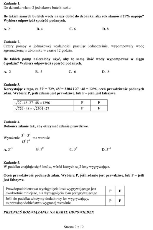 Próbny egzamin gimnazjalny - Matematyka