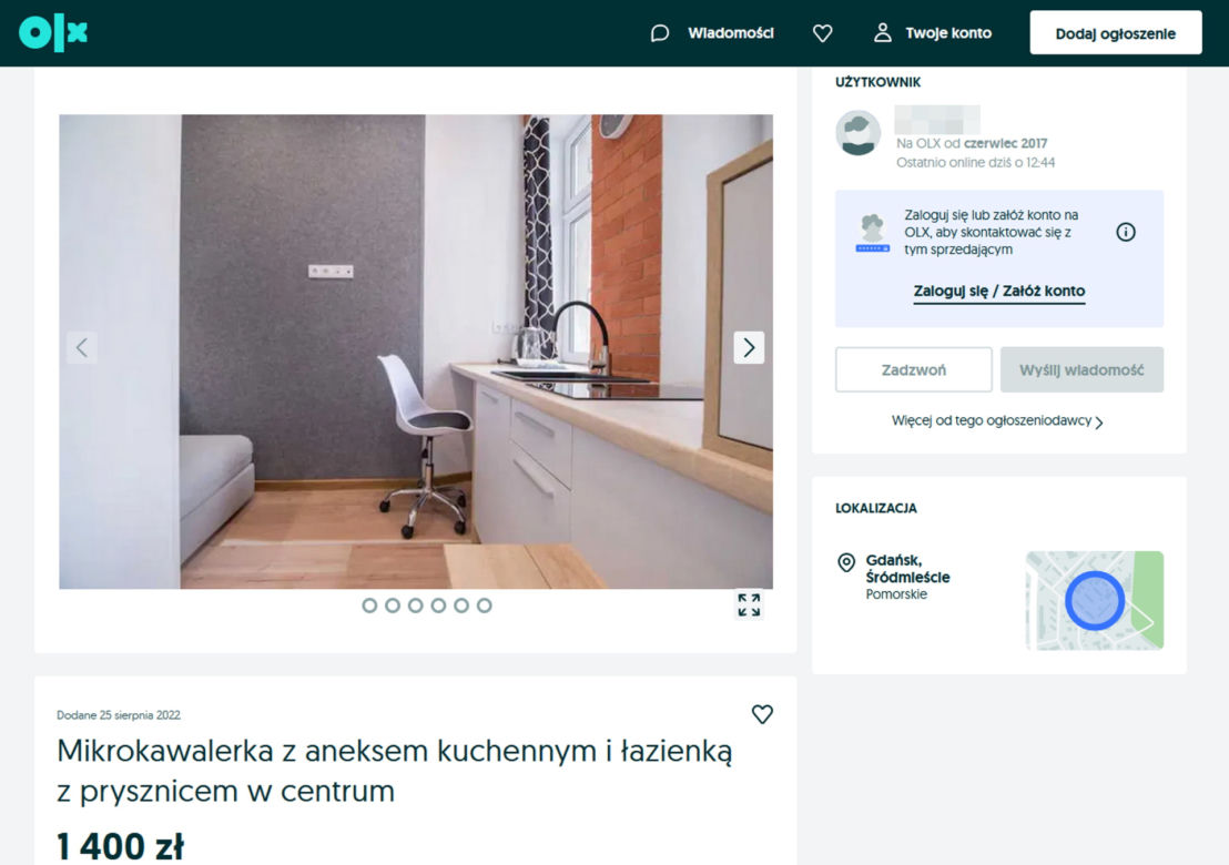 Gdańsk. Tak wygląda mikrokawalerka w centrum miasta. Powierzchnia: 10 m kwadratowych