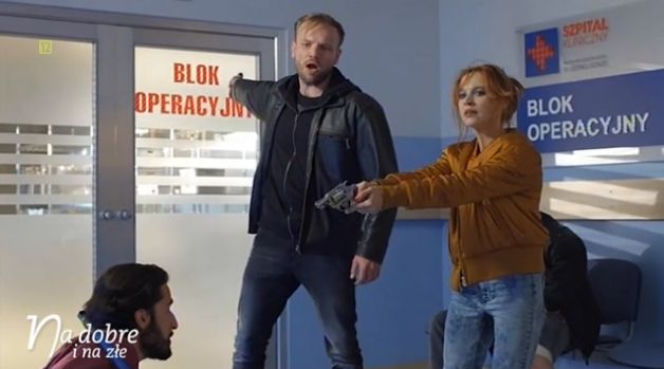 Na dobre i na złe odc. 641. Lidka (Angelika Kujawiak), Czarny (Maciej Mikołajczyk), Góral (Jan Zmit)