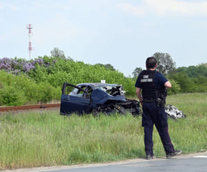 Wypadek na przejeździe kolejowym w Stobnie