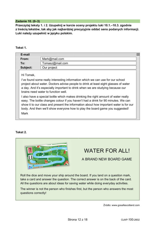 Próbny egzamin ósmoklasisty 2026 - angielski