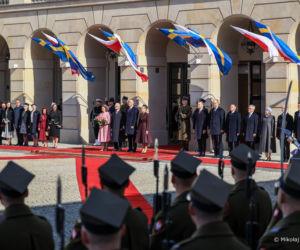 Wizyta szwedzkiej pary królewskiej w Polsce. Powitanie w Pałacu Prezydenckim