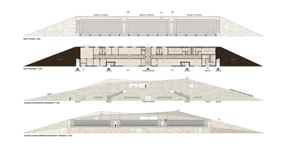 Stadion lekkoatletyczny na terenie dawnego kamieniołomu