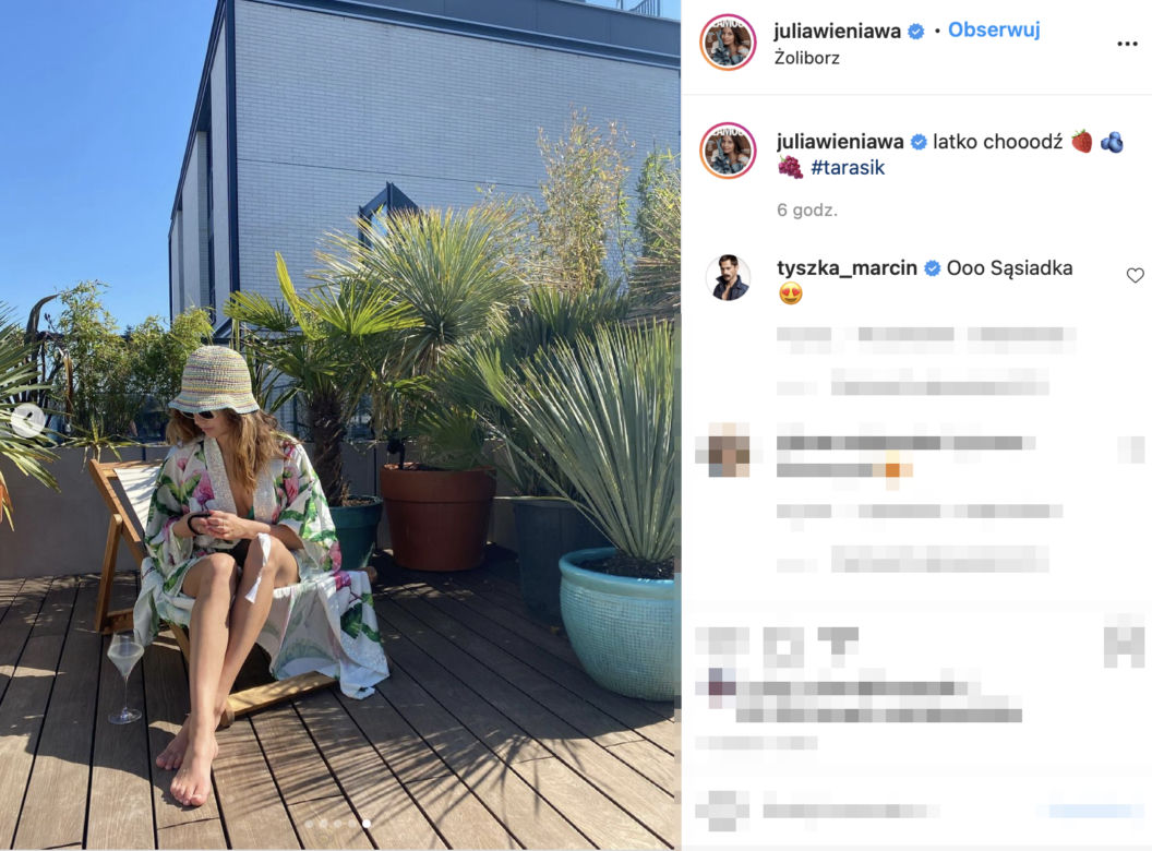 Julia Wieniawa łapie słońce na tarasie za 500 tys.zł.