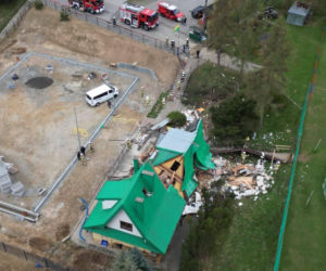 Budynek LKS Lubań Maniowy legł w gruzach