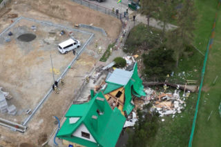 Budynek LKS Lubań Maniowy legł w gruzach