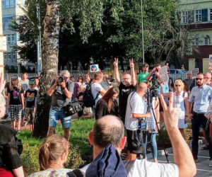 Protest w Szczecinie po przegłosowaniu ustawy Lex TVN