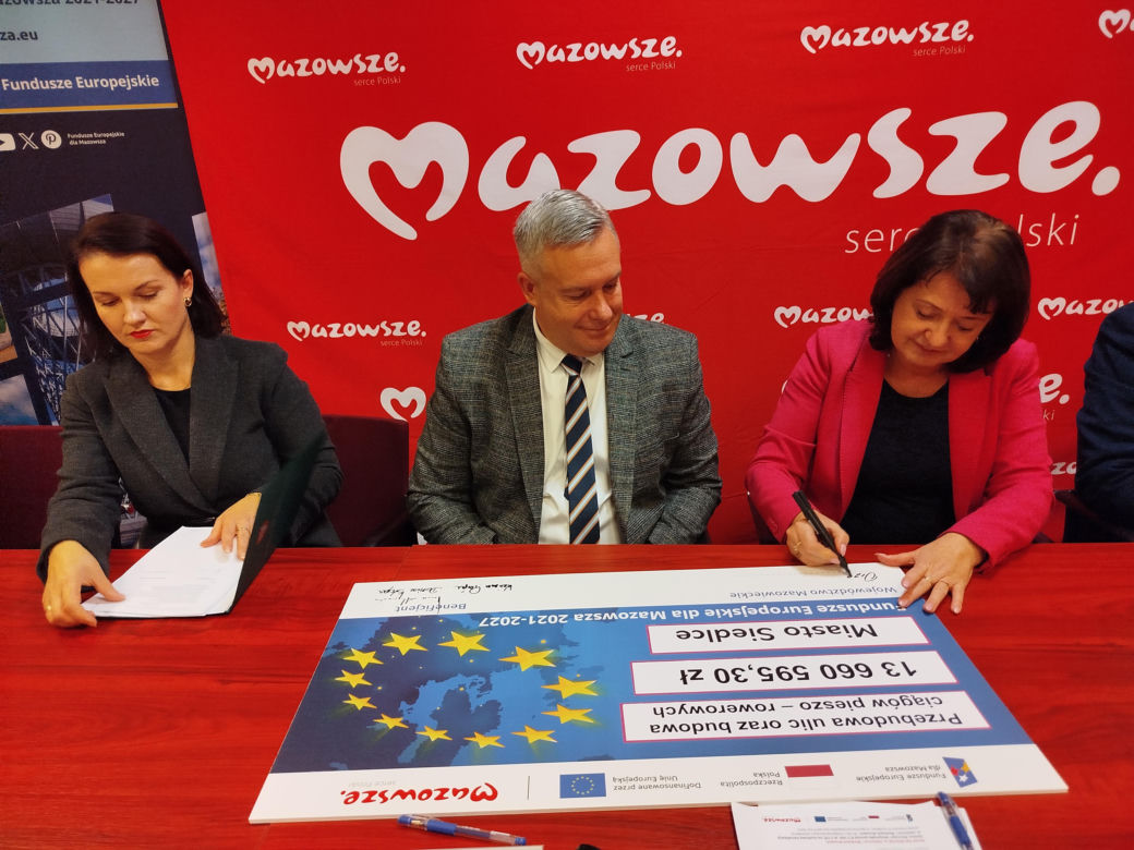 Miasto Siedlce otrzymało ponad 13,6 mln zł z UE na przebudowę 11 ulic i budowę prawie 3 km dróg pieszo-rowerowych