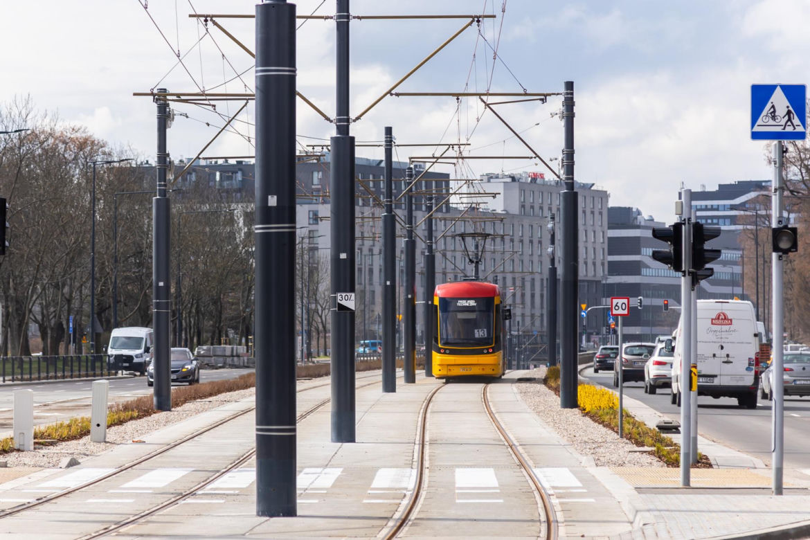 Tramwaj na Kasprzaka i Wolskiej w Warszawie