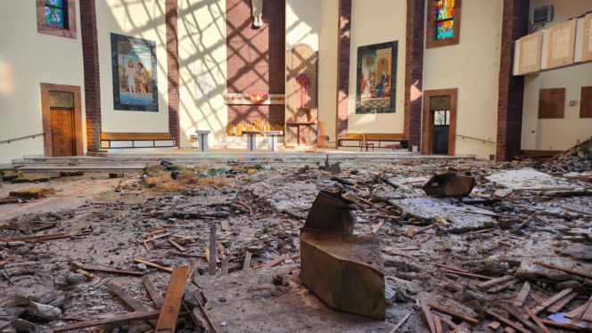 Spalony kościół w Lublinie