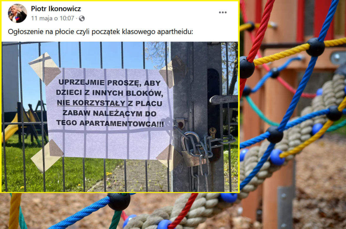 Plac zabaw dla wybranych? W Krakowie pojawiają się tabliczki o zakazie wstępu dla niektórych dzieci