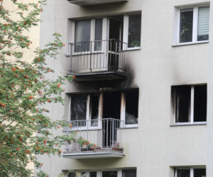 Pożar w bloku na Stegnach 