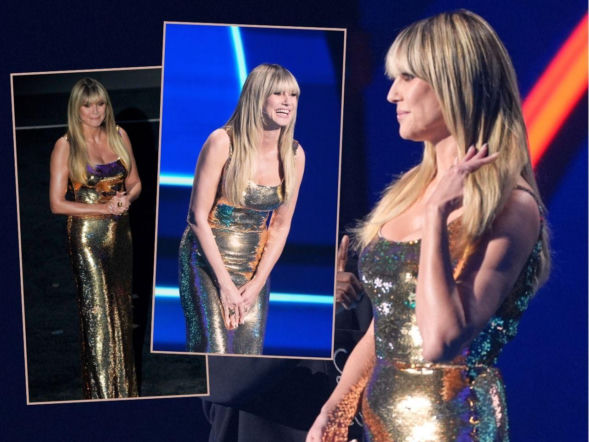 Heidi Klum niczym złota statuetka na ceremonii. 52-latka kradła wszystkie spojrzenia!