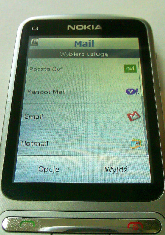 Nokia C3-01 konto pocztowe