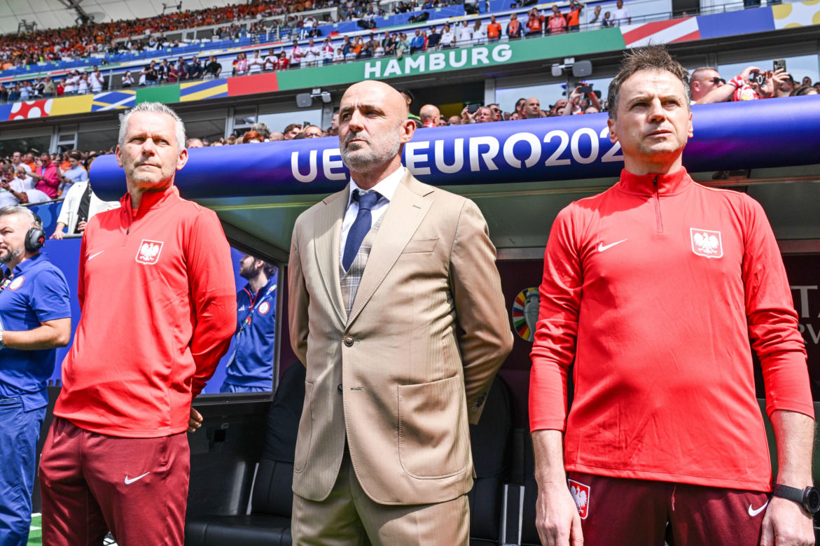 Michał Probierz podczas meczu Polska - Holandia