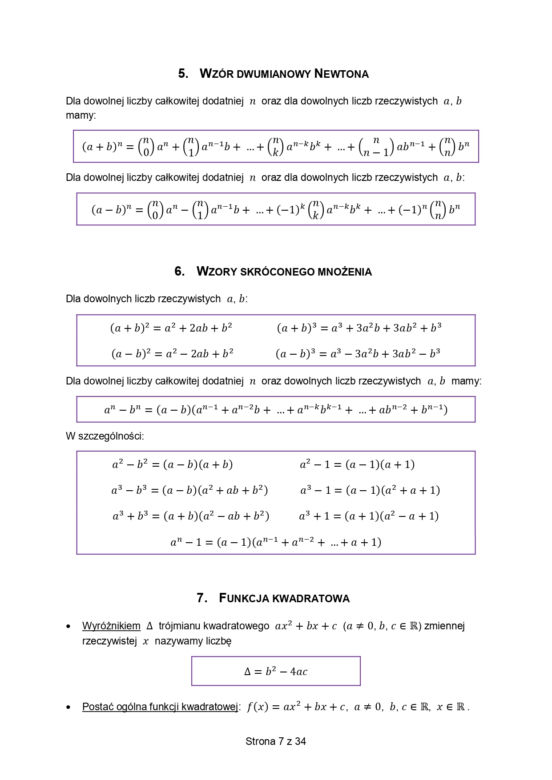 Karta wzorów matematyka matura 2023