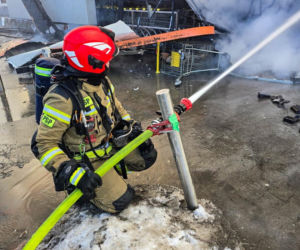 Spłonęła Biedronka w Polkowicach