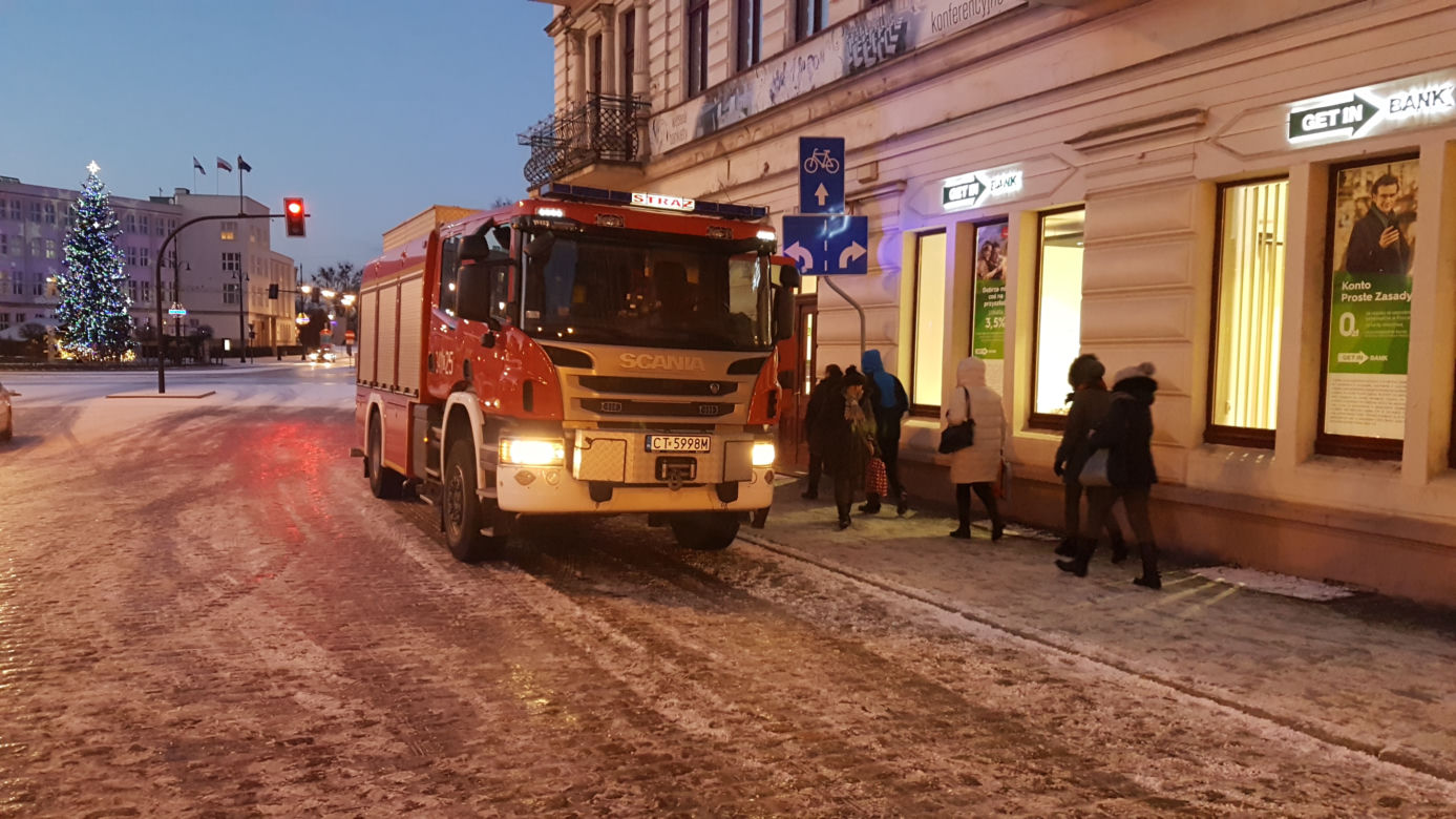 Interwencja strażaków - Hotel Polonia w Toruniu