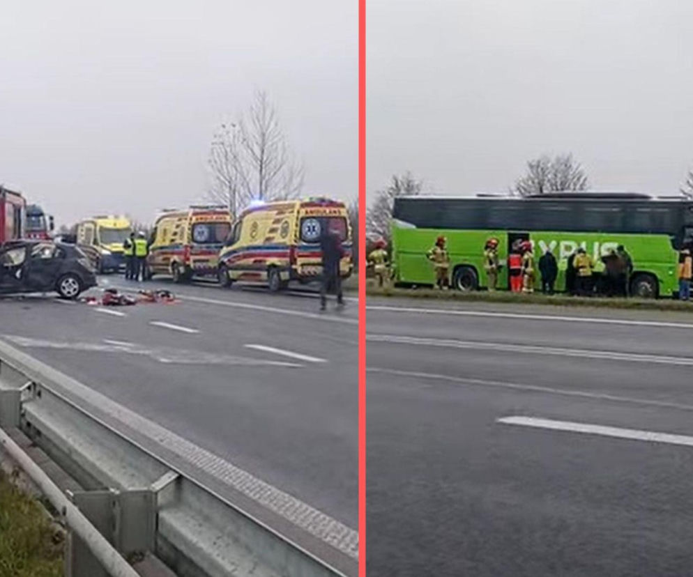 Dramat na drodze pod Oleśnicą. Autobus zderzył się z osobówką